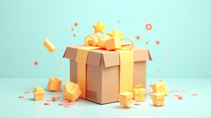 Illustrative image of a giveaway box with logistics elements in the background